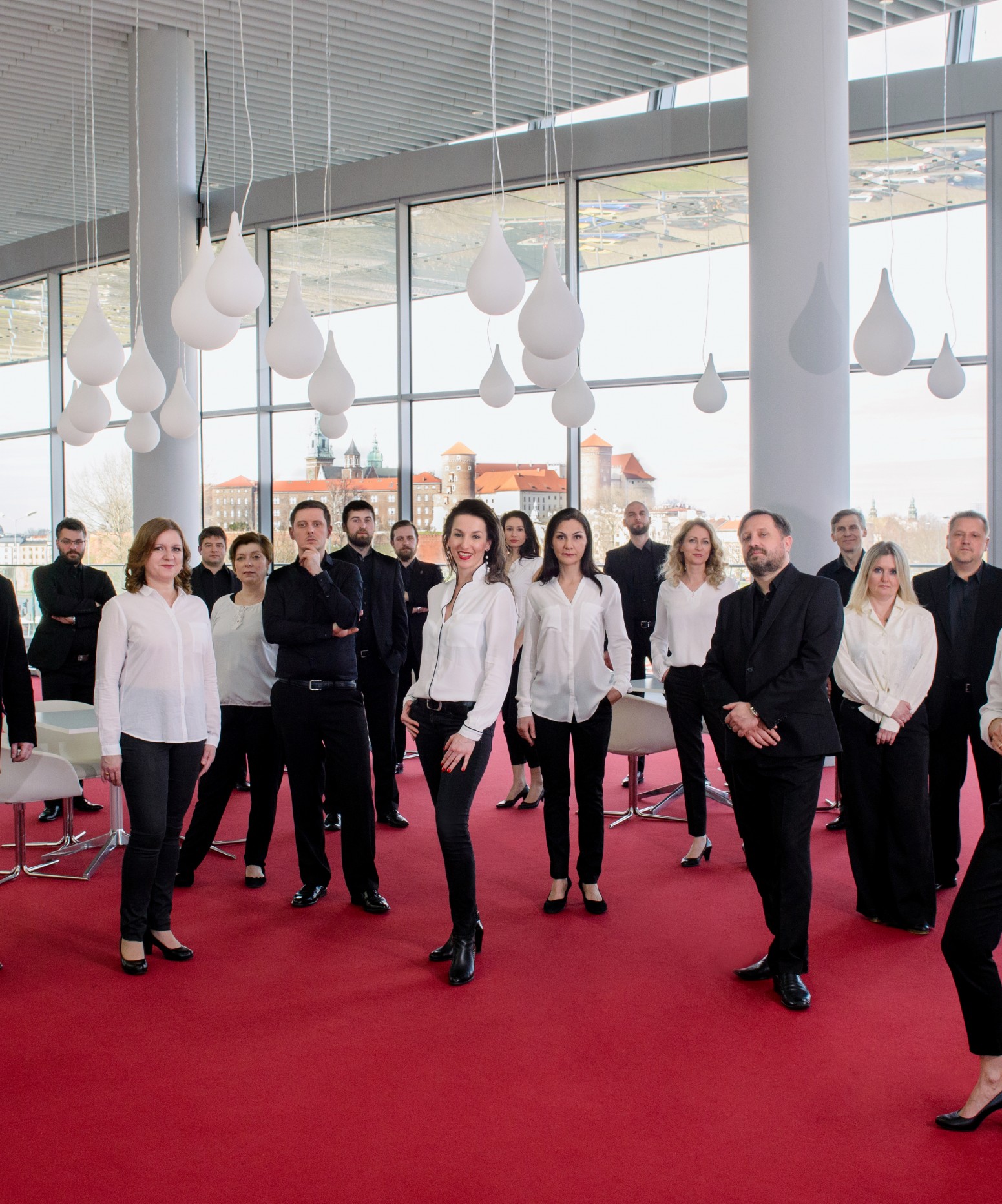 Group photo of the Polish Radio Choir ensemble